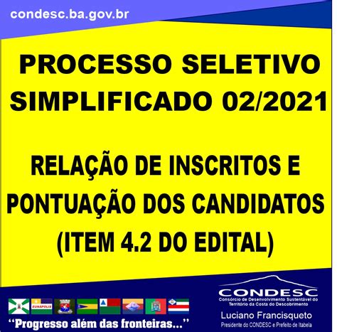 Processo Seletivo Simplificado Rela O Se Inscritos E