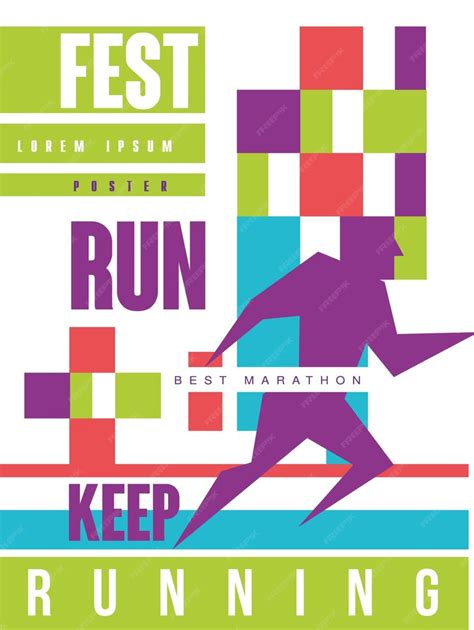 Premium Vector Run Fest Keep Running Best Marathon Colorful Poster