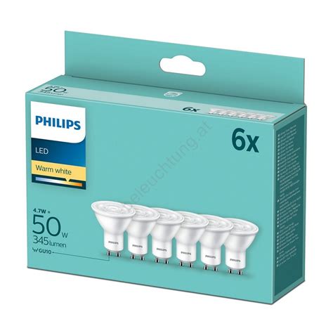 SET 6x LED Glühbirne Philips GU10 4 7W 230V 2700K Beleuchtung