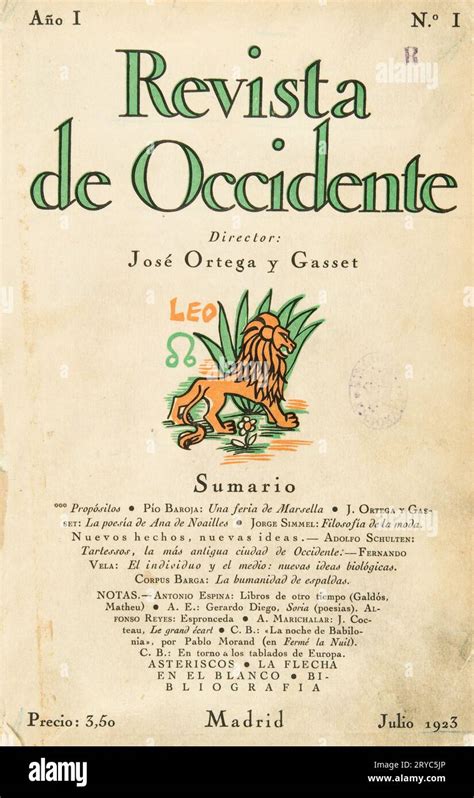 Revista de Occidente de José Ortega y Gasset Año 1 número 1 julio