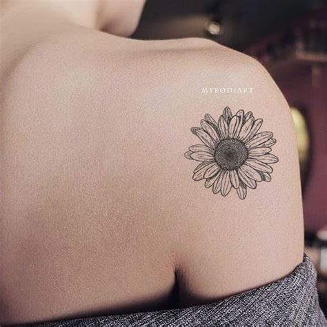 Grace Realistic Black White Sunflower Temporary Tattoo Tatuagens