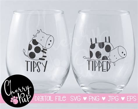 Svg Files For Cricut Png Files Tipsy Cow Svg Wine Tumbler Etsy