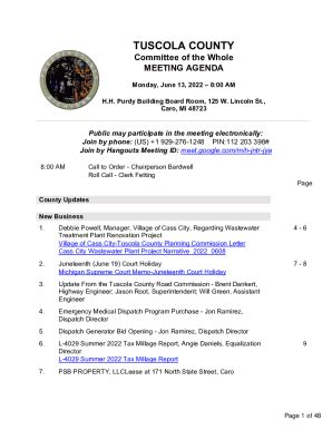 Fillable Online Committee Of The Whole Jun Agenda Pdf Fax