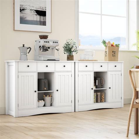 Farmhouse Kitchen Buffet Cabinet with 3 Drawers and 2 Doors - N/A - Bed Bath & Beyond - 39459004