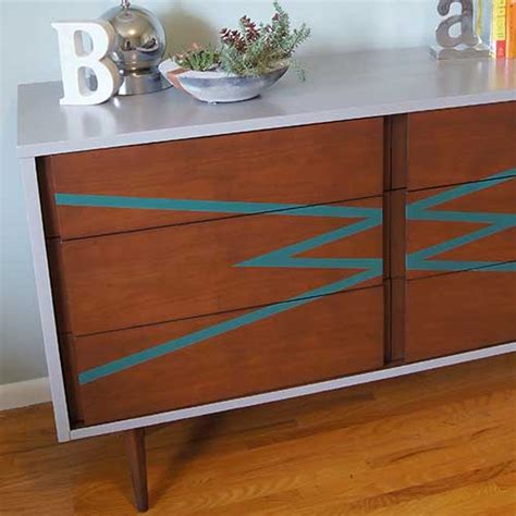 Mcm Dresser Graphic Paint Makeover Made By Barb Update Refinish Mid