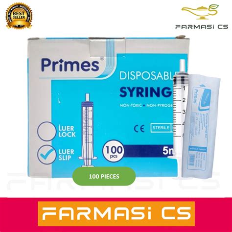 Primes Aros Disposable Syringe 5ml Luer Slip 100 Units ONE BOX