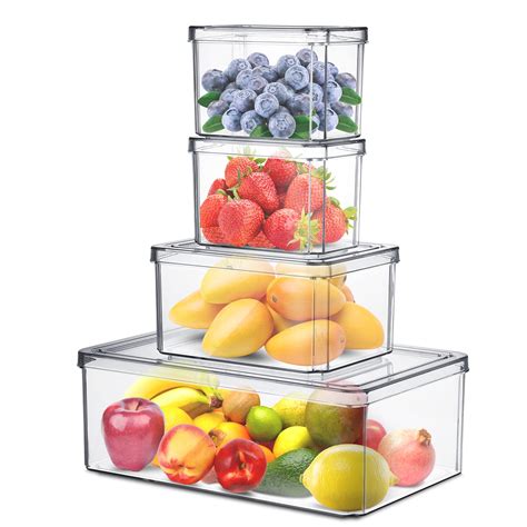 Buy Refrigerator Organizer Bins 4 Pack Plastic Freezer Fridge Pantry