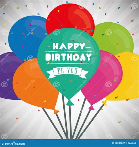 Happy Birthday Colorful Card Stock Vector Illustration Of