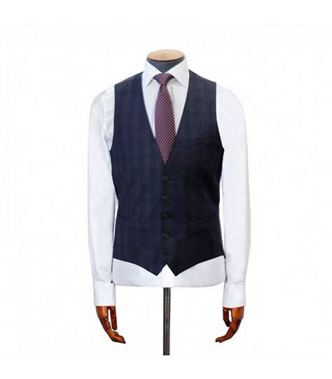 Magee Finlay Navy Check Suit Waistcoat