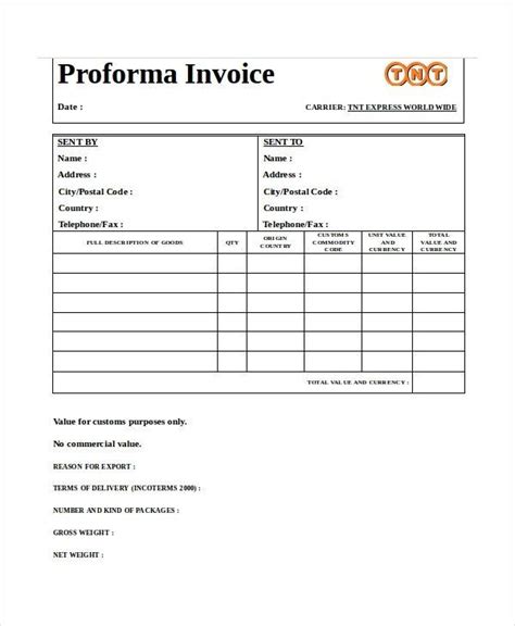 Simple Pro Forma Template Proforma Invoice 19 Free Word Excel Pdf