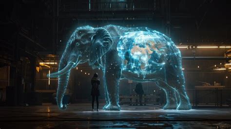 Digital Elephant With A World Map Premium AI Generated Image