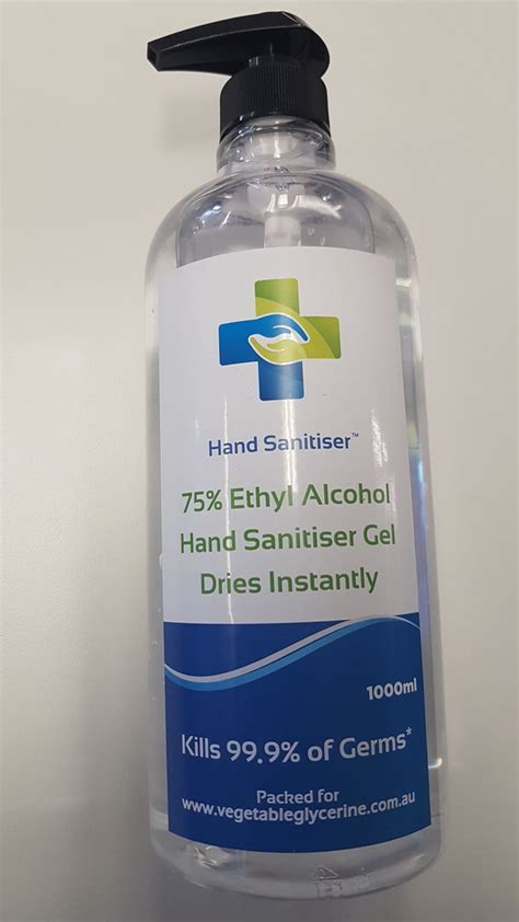 Hand Sanitiser 75 Ethyl Alcohol 1l On Sale Vegetable Glycerine