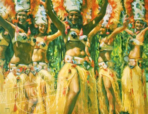 Groupe De Danseuses De Ori Tahiti Tableau A Vendre Huile Sur Toile