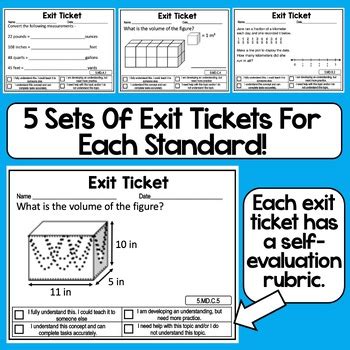 Math Exit Slips Th Grade Common Core Measurement And Data By Math Mojo