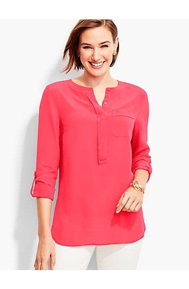 Washable Silk Popover Talbots Spring Blouses Tunic Tops Blouses