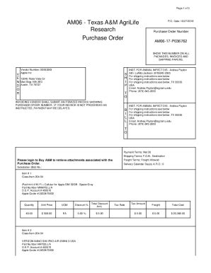 Fillable Online Agrilifeas Tamu Purchase Order Am Texas A M