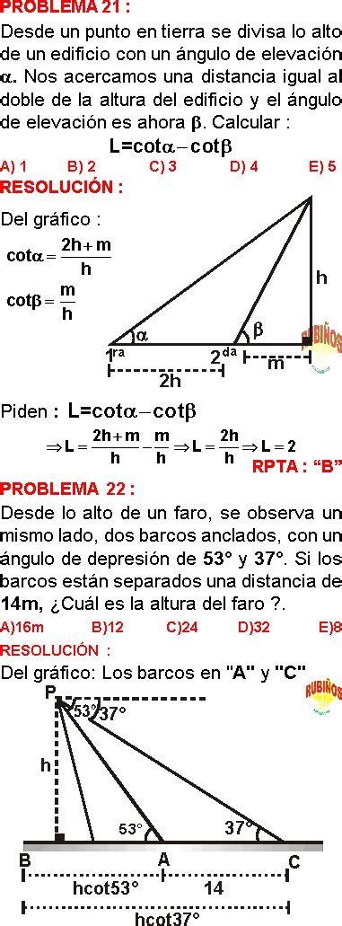 Ángulos Verticales Problemas Resueltos De TrigonometrÍa De Secundaria Y Preuniversitaria Pdf