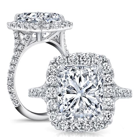 Princess Cut Halo Split Shank Engagement Rings