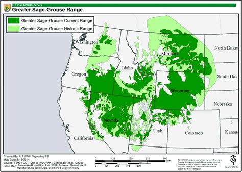 Map Showing The Current And Historic Range Of Sage Grouse In The Us Us