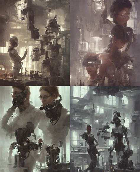 Scifi Technician In The Laboratory Character Portrait Stable