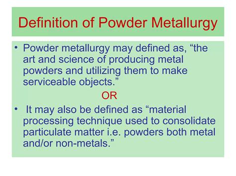 Introduction To Powder Metallurgy Ppt