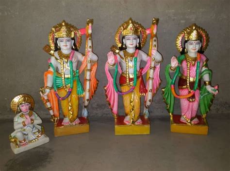 Painted Hindu Marble Ram Darbar Statue For Worship Size 2 Feet At Rs