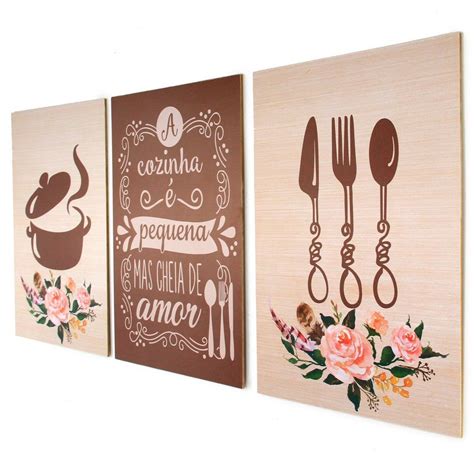 Quadro Decorativo Cozinha Panela E Talheres Marrom Copa Cantinho