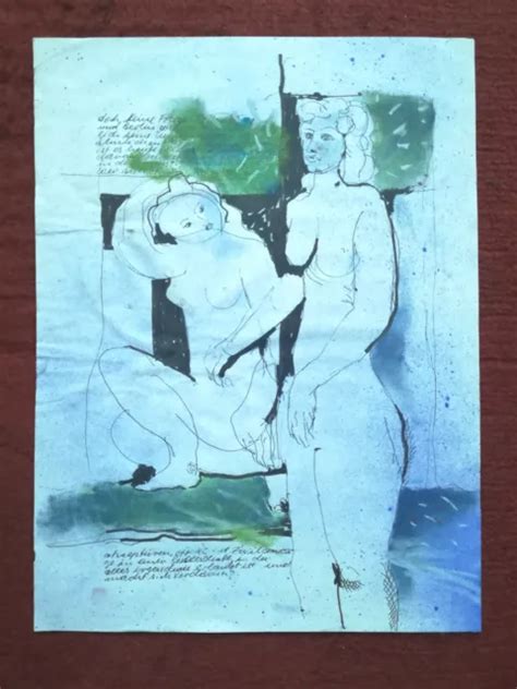 Original Aquarell Akt Zeichnung X Zeichnung Akt Nu Nude Erotik