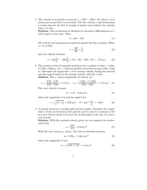 The Velocity Of A Particle Is Given By V T T Where V Is