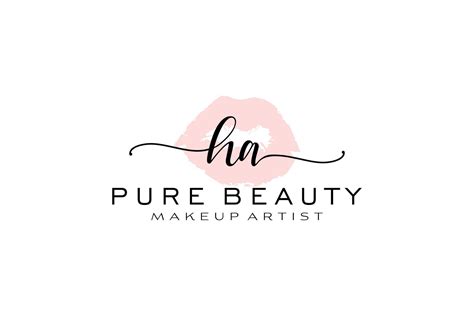 Initial HA Watercolor Lips Premade Logo Design Logo For Makeup Artist