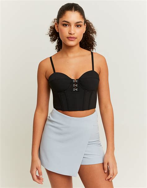 Black Cropped Corset Top Tally Weijl Switzerland