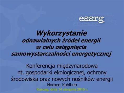 Ppt Wykorzystanie Odnawialnych R De Energii W Celu Osi Gni Cia