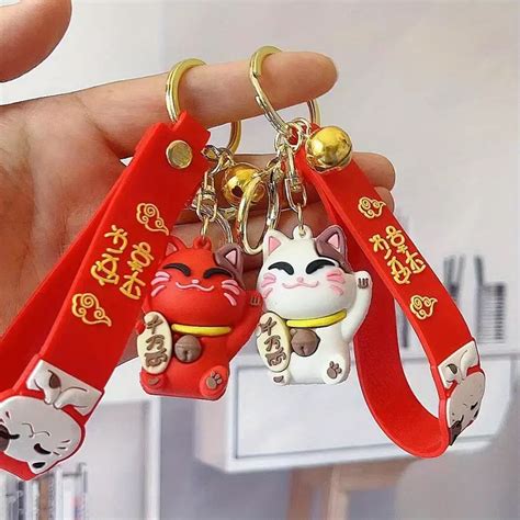 Cute Cartoon Lucky Cat Key Chain Fashion Burger Car Key Chain Jewelry