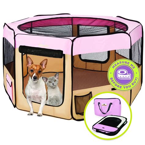 Zampa Portable Foldable Pet Playpen Exercise Pen Kennel And Carrying Case