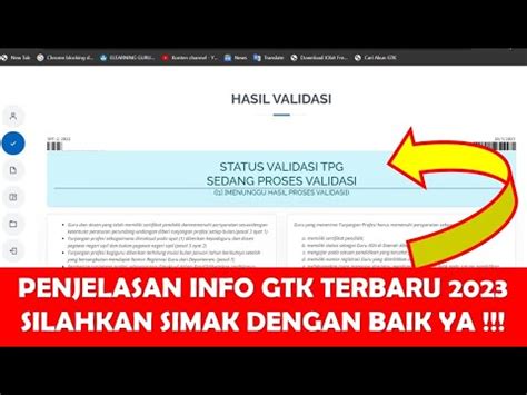 Penjelasan Info Gtk Terbaru Status Validasi Tpg Sedang Proses