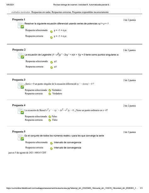 Ecuaciones Diferenciales Y Series Actividad 8 Automatizada Parcial 5