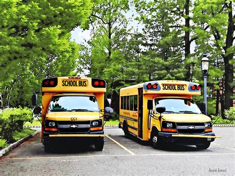 Two Yellow School Buses Photograph by Susan Savad - Pixels