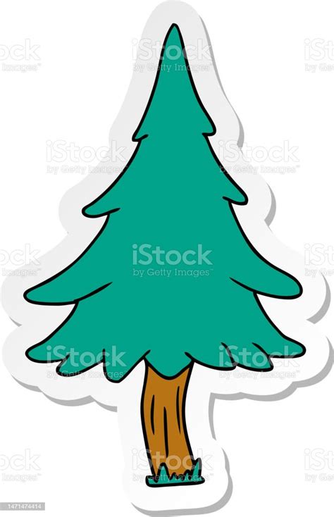 Hand Drawn Sticker Cartoon Doodle Of Woodland Pine Trees Stock Illustration Download Image Now