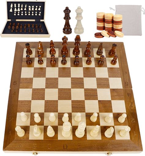 Amazon Juegoal Wooden Chess Checkers Set In Board Games