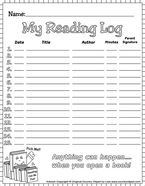 Reading Logs For Third Grade