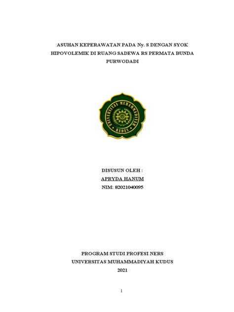 Askep Syok Hipovolemik Apryda Pdf Sains And Matematika