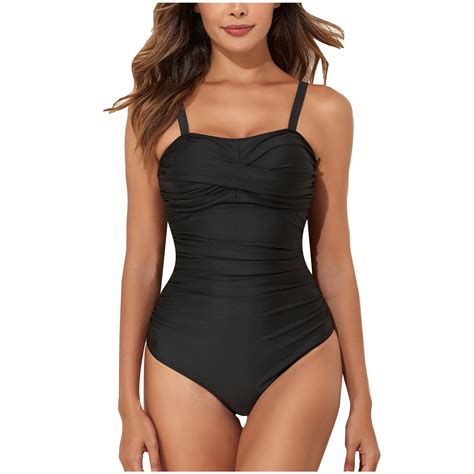 Vsssj One Piece Swimsuit For Women Crisscross Push Up Square Neck Slimming Swimwear Ruched Tummy