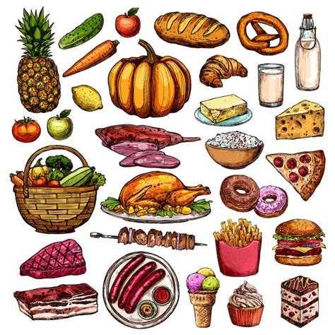 Hand Drawn Food Collection Free Vector