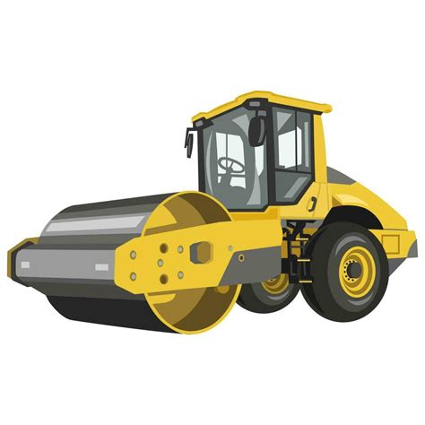 Yellow Asphalt Roller Steamroller Road Roller Vector Image On White