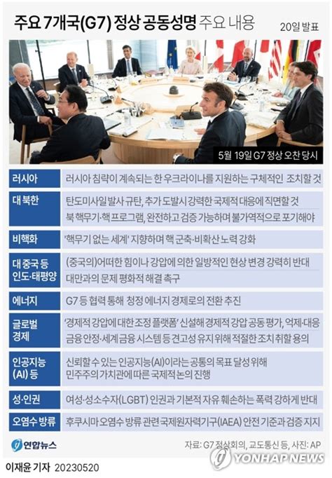 G7 정상회의 공동성명 북한의 무모한 행동엔 강력대응종합2보 나무뉴스