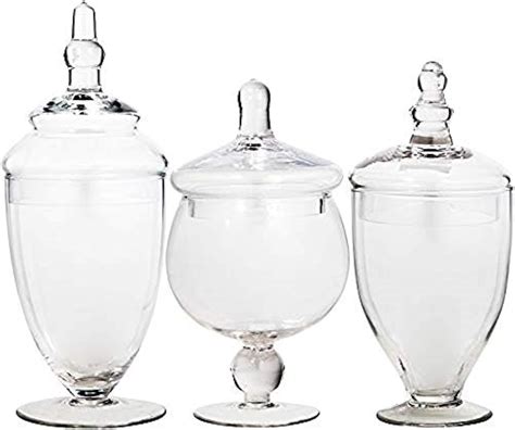 Set 3 Large Clear Glass Apothecary Jars Canister Candy Vintage Lid Jars