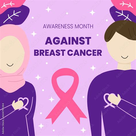 Breast Cancer Awareness Month Social Media Poster Men And Women