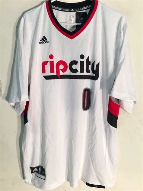 Adidas Nba Portland Trailblazers Rip City Jersey Damian Lillard White