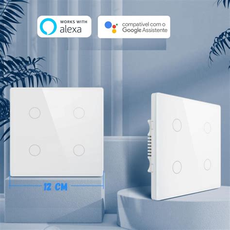 Interruptor 4 Botão Touch Wifi Inteligente Smart Alexa 4x4 Frete grátis