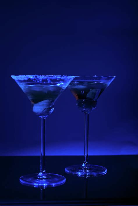 Two Martini Glasses With Blue Light Photograph By Gabriel Blaj Fine